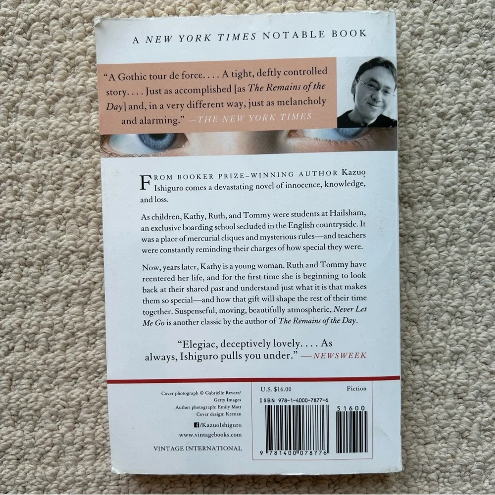 Never Let Me Go by Kazuo Ishiguro Paperback Book